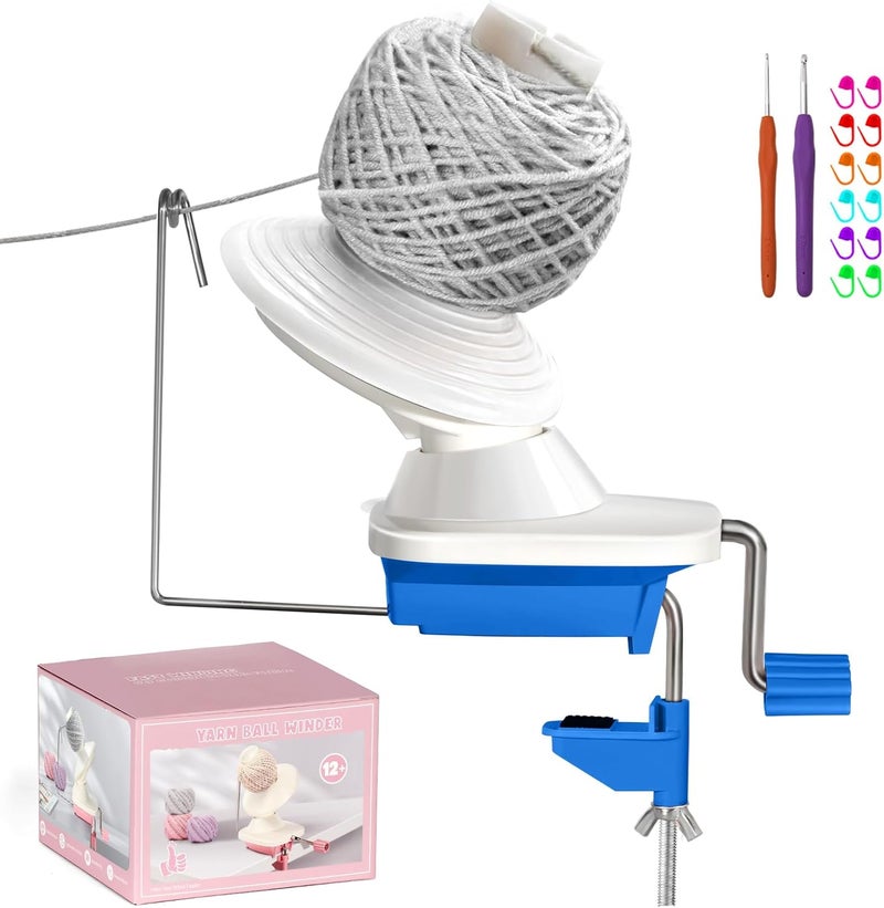 DoubleCare Yarn Winder for Crocheting, Anti-Slip Yarn Ball Winder Efficiently Make Neat Yarn Cake, Yarn Cake Winder with Lower Noise for Fiber and Wool Thread Balls, Knitting Lover's Helper Gift (Blue) - Image 1